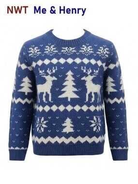 Me & Henry - Holiday Theme Sweater Reindeers Trees Snowflakes - size 5/6Y